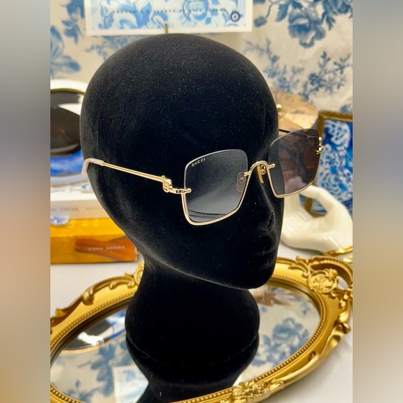 🆕 GUCCI 🧿 NWOT GG1279S 001 Square Frame Sunglasses, Gray Lenses - Picture 7 of 16